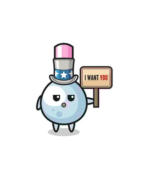 cotton bud cartoon as uncle Sam holding the banner I want you vector