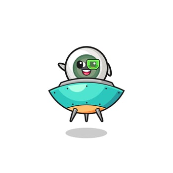 eyeball cartoon riding a future spaceship vector