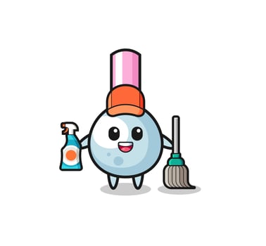 cute cotton bud character as cleaning services mascot vector