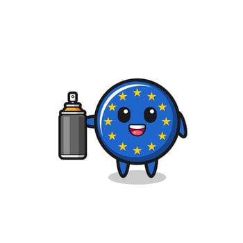 the cute euro flag as a graffiti bomber vector