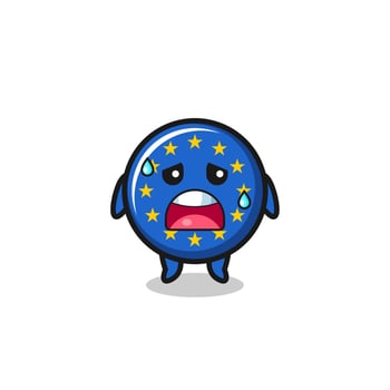 the fatigue cartoon of euro flag vector