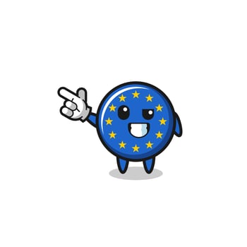 euro flag mascot pointing top left vector