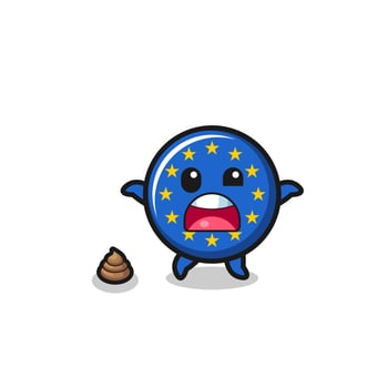 euro flag earth surprised to meet poop vector
