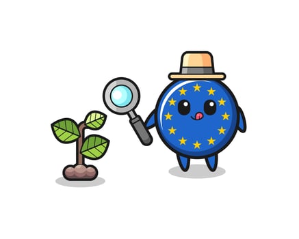 cute euro flag herbalist researching a plants vector