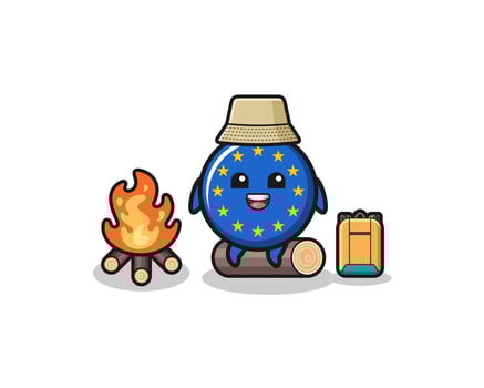 camping illustration of the euro flag cartoon vector