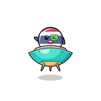thailand flag cartoon riding a future spaceship vector