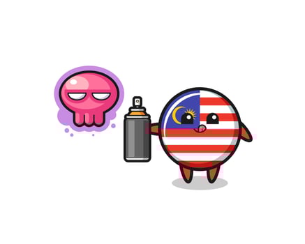 malaysia flag cartoon make a graffiti with a spray paint vector