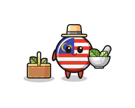 malaysia flag herbalist cute cartoon vector