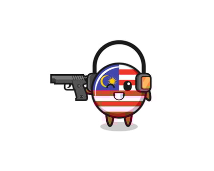 illustration of malaysia flag cartoon doing shooting range vector