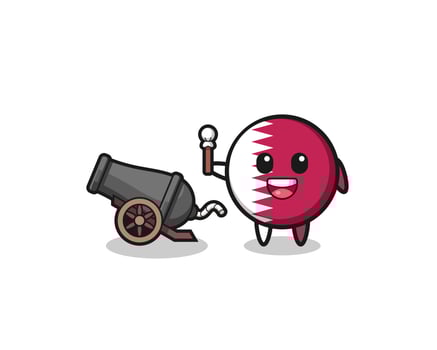 cute qatar flag shoot using cannon vector