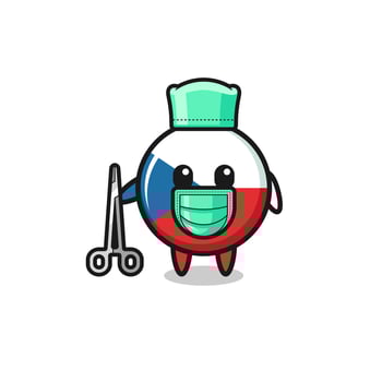 surgeon czech flag mascot character vector