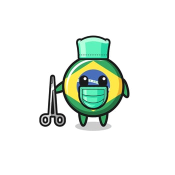 surgeon brazil flag mascot character vector