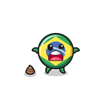 brazil flag earth surprised to meet poop vector