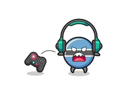 botswana flag gamer mascot is angry vector