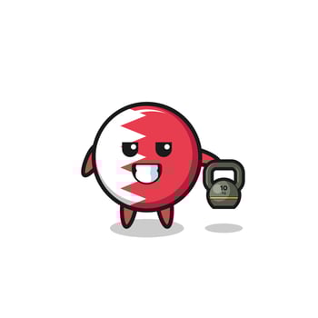 bahrain flag mascot lifting kettlebell in the gym vector