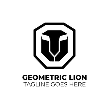 logo template with lion geometric shape vector