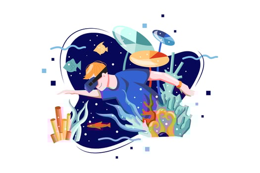 Metaverse and VR Sports Illustration concept. Flat illustration isolated on white background. vector