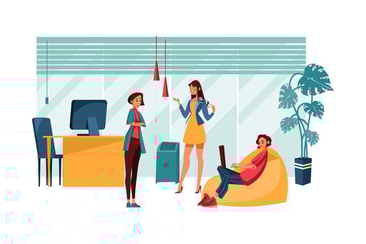 Girl's office workers communicate in the workplace vector