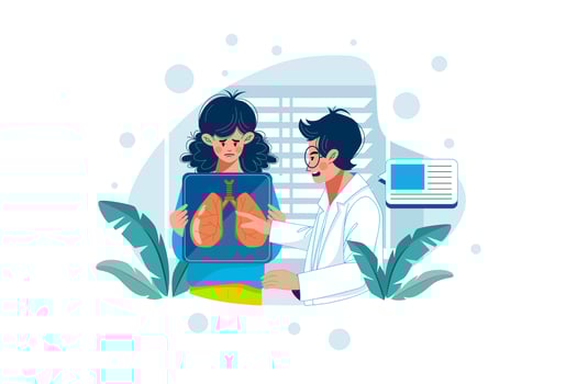 Doctors diagnosis lungs report Illustration concept. Flat illustration isolated on white background. vector