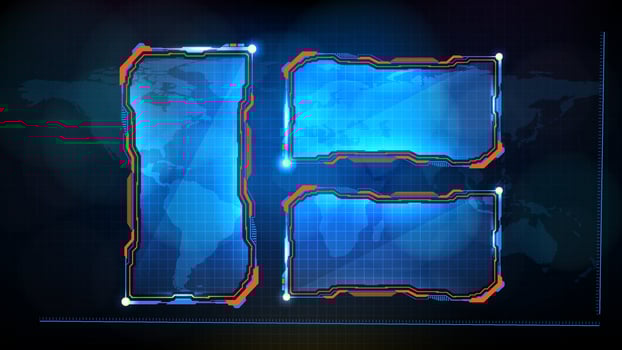 Abstract futuristic background. Blue glowing technology sci fi frame hud ui vector