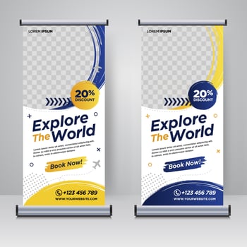 Tour and Travel rollup or X banner design template vector