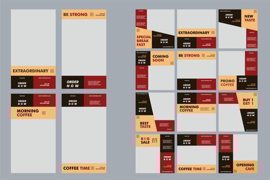 Template Feed and Story for Coffee Shop Business vector