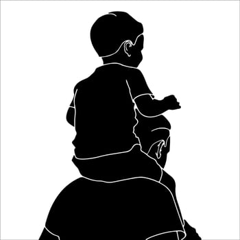 Father and Child hand drawn vector illustration.