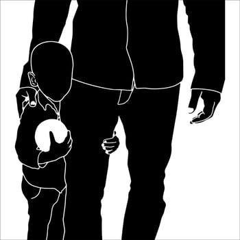 Father and Child hand drawn vector illustration.