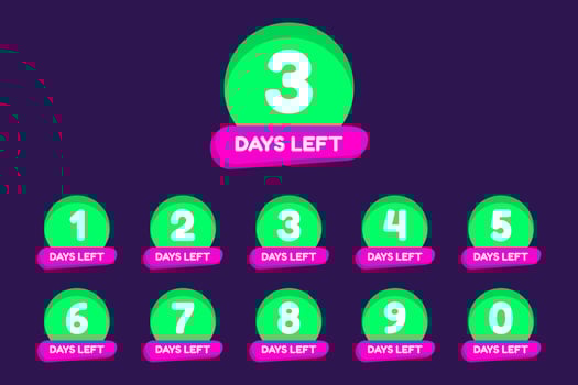 Set of number days left countdown vector