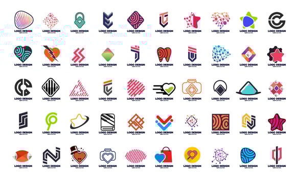 abstract set best collection logo colorful business company design vector