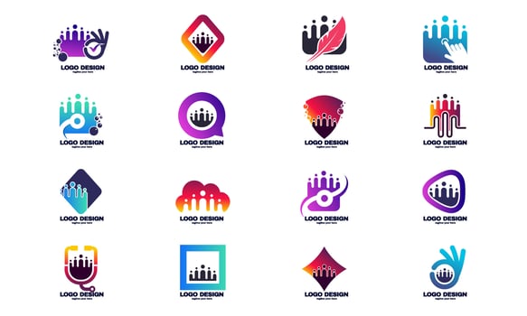stock vector abstract super set collection people company logo design