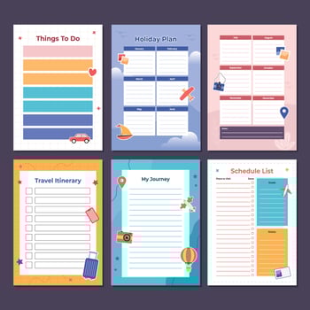 Travel Planner Journal Template vector