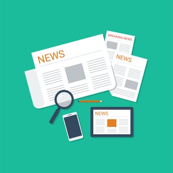 Vector illustration of Online news. Newsletter, information. Business, market information. Financial report. Flat design suitable for many purposes.