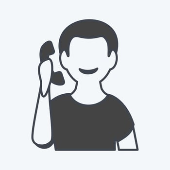 Talking on phone Icon in trendy glyph style isolated on soft blue background vector