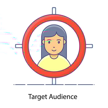Target audience person under focus crosshair in flat style vector