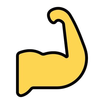 Strong arm, biceps in flat icon vector