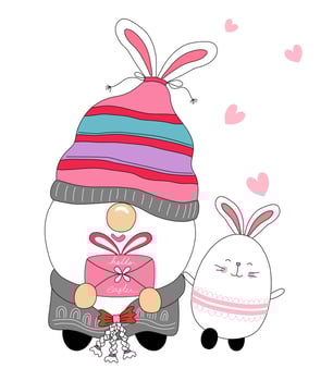 Collection Happy Easter with cute gnomes. on the theme of Easter designed with doodle style Great for decorations vector
