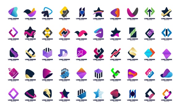 stock abstract set best collection eye catching logo company business and corporate colorful design vector