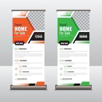 Real Estate Roll Up Banner Template. Real estate Construction Stand Banner Vector. Exhibition Banner vector