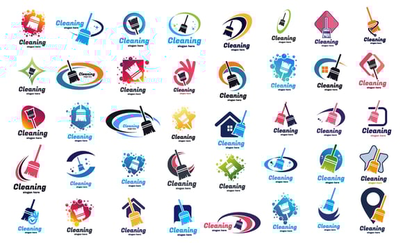 stock vector set collection cleaning clean service logo design icon vector