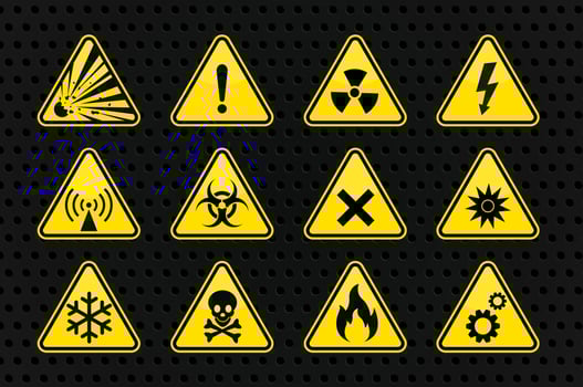 Set of caution sign. vector