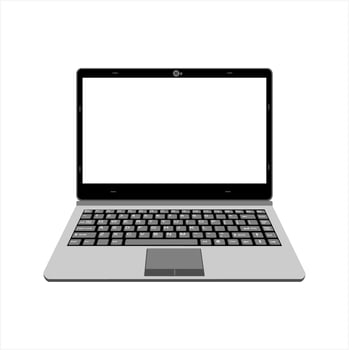 realistic laptop vector illustration in gray color