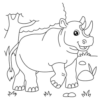 Rhinoceros Coloring Page for Kids vector