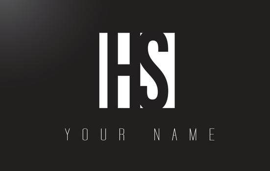 HS Letter Logo With Black and White Negative Space Design. vector