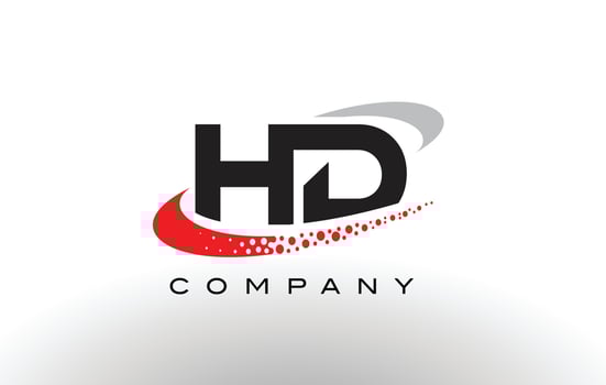 HD Modern Letter Logo Design with Red Dotted Swoosh vector