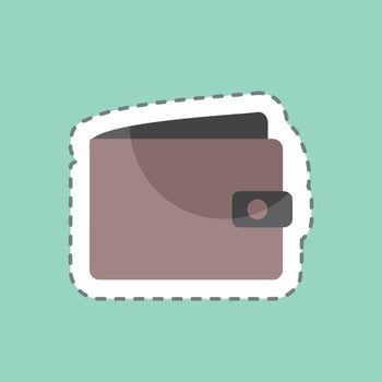 Wallet Sticker in trendy line cut isolated on blue background vector
