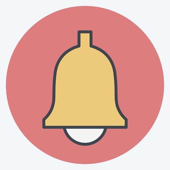 Ringing Bell Icon in trendy color mate style isolated on soft blue background vector
