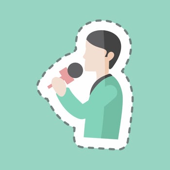 Singing Sticker in trendy line cut isolated on blue background vector