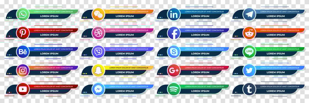 Social media web lower third banners template design. Vector illustration