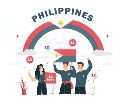 philippines independence day illustration. 2 people Celebrating with passion vector